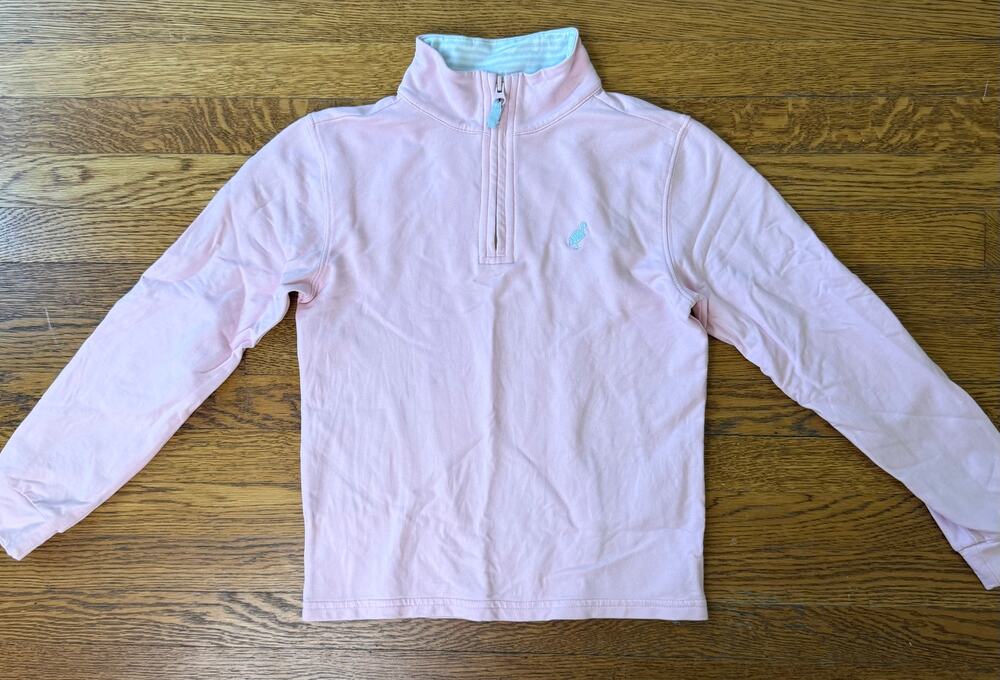 Beaufort Bonnet Company Girls' Pink 1/4 Zip Sweatshirt 7Y